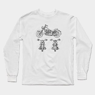 Motorcycle Vintage Patent Hand Drawing Long Sleeve T-Shirt